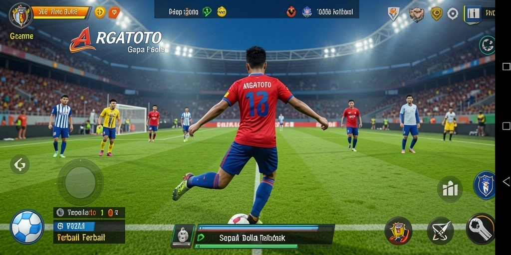 Tampilan gameplay menakjubkan dalam ARGATOTO saat bertanding di lapangan.