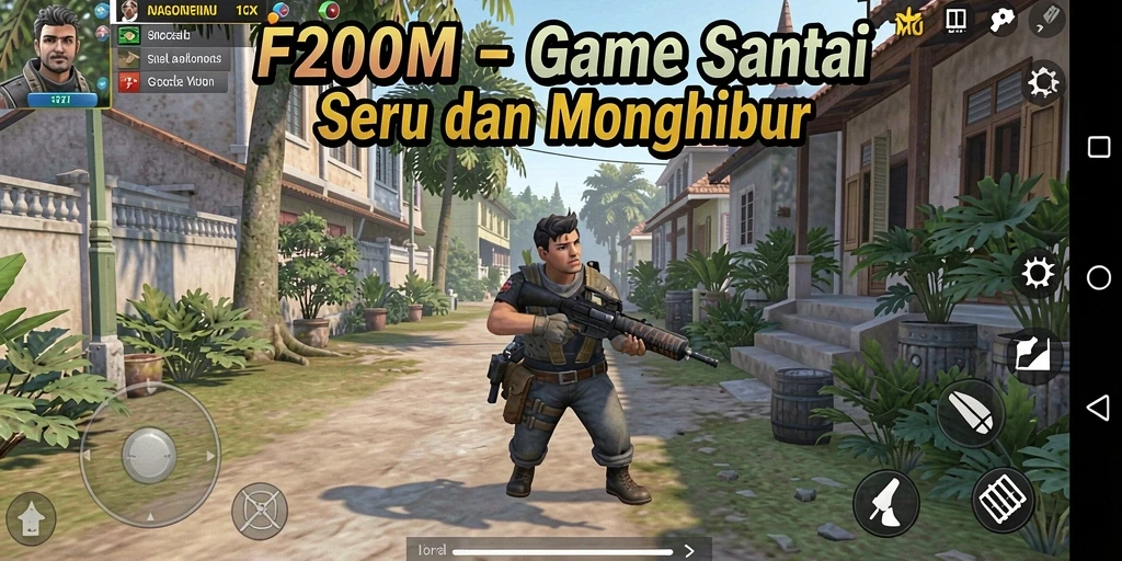 Tangkapan layar F200M menampilkan gameplay yang penuh warna dan interaktif.