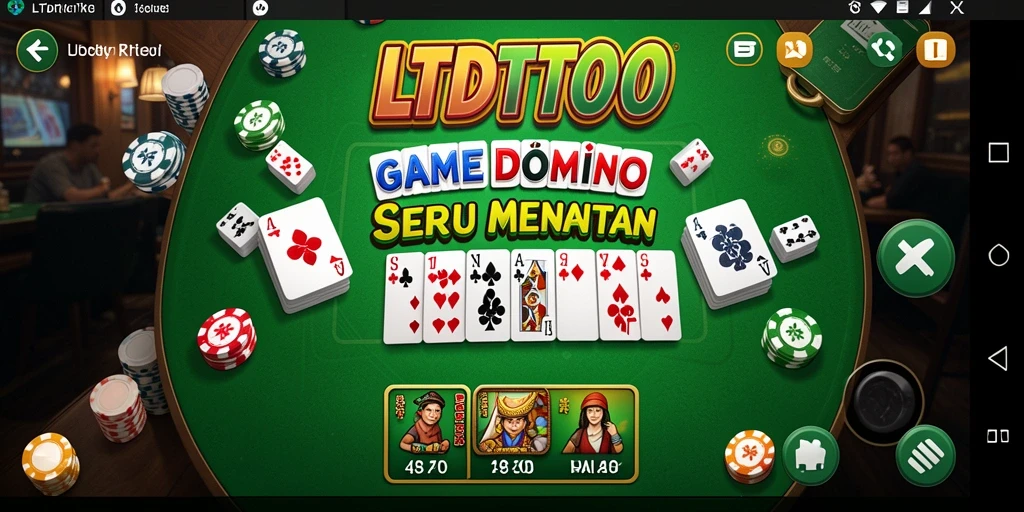 Tampilan gameplay menghiasi pengalaman bermain Domino yang seru.