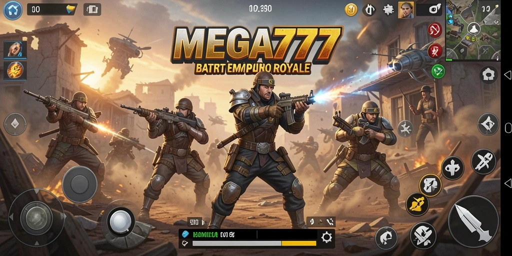 Gameplay seru di MEGA777 Battle Royale dengan pertempuran intens.