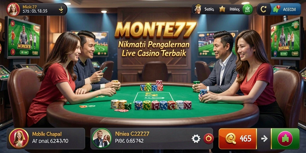 Screenshot gameplay <strong>MONTE77</strong> yang menampilkan suasana Live Casino yang mendebarkan.