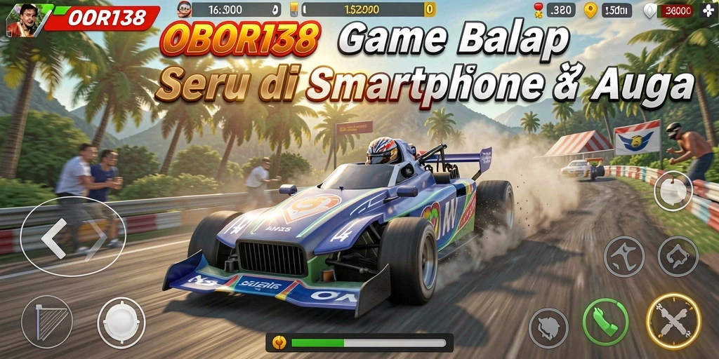 Tampilan gameplay menegangkan di OBOR138 saat balapan.