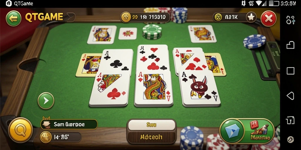 Screenshot gameplay QTGAME menampilkan suasana seru bermain Gaple.