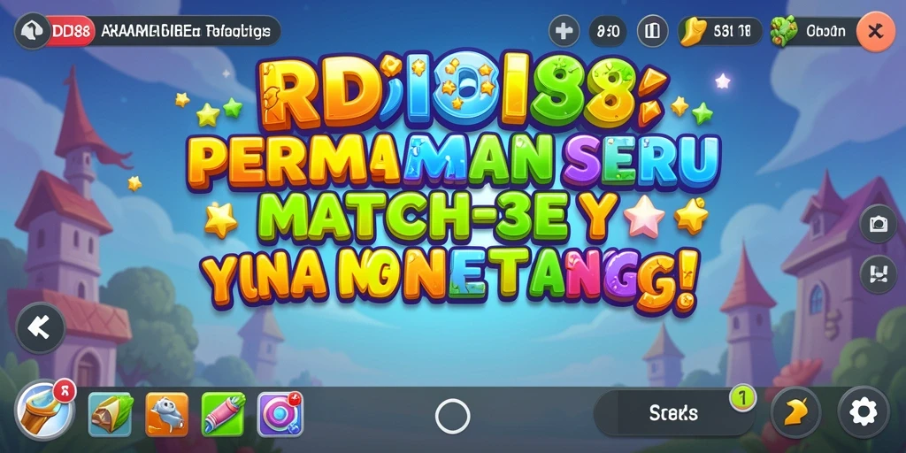 Screenshot RDI88 menunjukkan gameplay Match-3 yang penuh warna dan menantang.