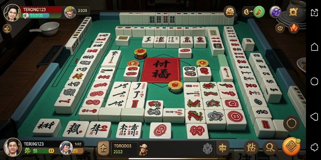 Tampilan gameplay seru dalam permainan Mahjong TERONG123.